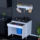 Eliusta  Mono Duvara Monte 70 cm Baharat Raflı Ocak Altı Dolap 70x88x48 cm Tüp Bölmeli Mutfak Ünitesi thumbnail 3