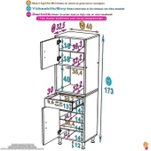 Eliusta  Aria 2 Kapak 4 Raflı 40 cm Beyaz Dolap 40x173x32,5 cm Boyutlarında Çok Amaçlı Beyaz Dolap thumbnail 2