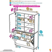 Eliusta  Reli Dolap Beyaz Çok Kullanımlı 90 cm Eninde Banyo Dolabı 90x171x32,5 cm 2 Kapak 6 Raf Dolap thumbnail 2