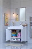 Eliusta  Taha 90 cm 3 Bölmeli Beyaz Çok Amaçlı Dolap 2 Raflı Banyo Mutfak Dolabı 90x88x32,5 cm Düzenleyici thumbnail 1