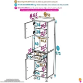 Eliusta  Vero 5 Bölmeli 50 cm Genişlikte Dolap Çok Amaçlı Kullanım Banyo Dolapı 50x173x32,5 cm Dolap thumbnail 2