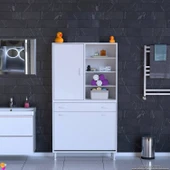 Eliusta  Rule Sepetli Banyo/Mutfak Dolabı 100 cm Genişliğe Sahip 100x171x32,5 cm Üç Sepetli Beyaz Dolap thumbnail 3