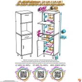 Eliusta  Avelin Kapaklı Mini/Midi Fırın Dolabı 40 cm Beyaz Çok Fonksiyonlu 40x163,4x32,5 cm Mutfak Dolabı thumbnail 2