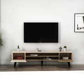 Arnetti Clara Raflı Dolaplı Modern TV Sehpası Ceviz Bej thumbnail 3