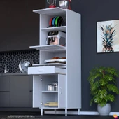 Eliusta  Ora 48 cm Derinlikte Beyaz Mutfak/Kiler Dolabı 60x194x48 cm 1 Çekmece 5 Kapak Modüler Dolap thumbnail 3