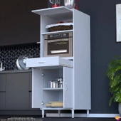 Eliusta  Ora 48 cm Derinlikte Beyaz Mutfak/Kiler Dolabı 60x162,4x48 cm 1 Çekmece 3 Kapak Modüler Dolap thumbnail 3