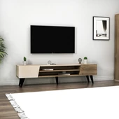 Arnetti Clara Raflı Dolaplı Modern TV Sehpası Ceviz Bej thumbnail 2