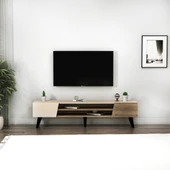 Arnetti Clara Raflı Dolaplı Modern TV Sehpası Ceviz Bej thumbnail 1