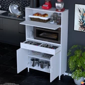 Eliusta  Avelin Kapaklı Mini/Midi Fırın Dolabı 95 cm Beyaz Çok Fonksiyonlu 95x163,4x32,5 cm Mutfak Dolabı thumbnail 3