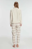 Litae Fermuarlı Uzun Kol Sweatshirt Pantolon Takım Viskon ve Pamuklu Pijama Takımı thumbnail 2