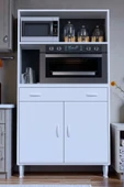 Eliusta  Lunera G:95 cm Beyaz Mutfak Dolabı Çok Amaçlı Açık Bölmeli Fırın Mutfak Dolabı 95x163,4x32,5 cm thumbnail 1