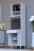 Eliusta  Fayora Özel Boyut Fırın Dolabı 3 Kapaklı Çekmeceli 60x239,7x56 cm Beyaz Boy Dolap thumbnail 1