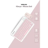 Pembe Kablosuz Klavye Ve Mouse Seti thumbnail 1