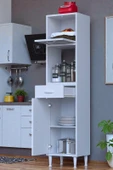 Eliusta  Avelin Kapaklı Mini/Midi Fırın Dolabı 45 cm Beyaz Çok Fonksiyonlu 45x163,4x32,5 cm Mutfak Dolabı thumbnail 1