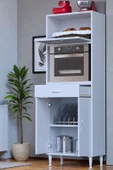 Eliusta  Avelin Kapaklı Mini/Midi Fırın Dolabı 55 cm Beyaz Çok Fonksiyonlu 55x163,4x32,5 cm Mutfak Dolabı thumbnail 1