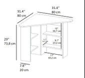Arnetti Corner Kahve Köşesi Çok Amaçlı Raflı Mutfak Masası Safirmeşe Beyaz thumbnail 6