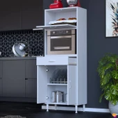 Eliusta  Avelin Kapaklı Mini/Midi Fırın Dolabı 55 cm Beyaz Çok Fonksiyonlu 55x163,4x32,5 cm Mutfak Dolabı thumbnail 3