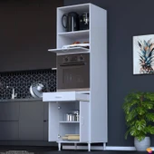 Eliusta  Fayora Özel Boyut Fırın Dolabı 3 Kapaklı Çekmeceli 60x239,7x56 cm Beyaz Boy Dolap thumbnail 3