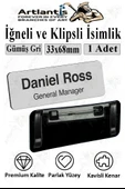 Personel Yaka İsimliği 1 Adet İğneli ve Klipsli Yaka Kartı 33x68 mm Personel Büro Ofis Şirket İş Yeri thumbnail 2