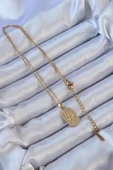 316L Çelik Zincir Altın Renk Zirkon Taşlı Kutup Yıldızlı Vintage Kolye EB-53-vice/(1395) 3204 thumbnail 2