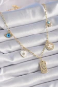 Gold Renk Zirkon Taşlı Çoklu Figür Model Şans Kolyesi EB-53-vice/(1395) 3348 thumbnail 1