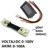 YATE10 DC 0-100V 0-100A Voltampermetre+Şönt Bara Direnci thumbnail 2