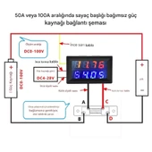 YATE10 DC 0-100V 0-100A Voltampermetre+Şönt Bara Direnci thumbnail 5