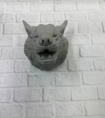 Kurt Başı Duvar Aksesuarı Gri Renk Asılabilir Hediyelik Figür thumbnail 1