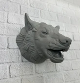 Kurt Başı Duvar Aksesuarı Gri Renk Asılabilir Hediyelik Figür thumbnail 2