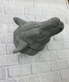 Kurt Başı Duvar Aksesuarı Gri Renk Asılabilir Hediyelik Figür thumbnail 4