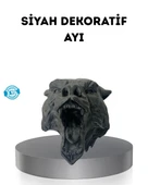 Ayı Tasarım Siyah 3D Duvar Heykeli thumbnail 1