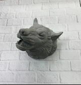 Kurt Başı Duvar Aksesuarı Gri Renk Asılabilir Hediyelik Figür thumbnail 3