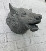 Kurt Başı Duvar Aksesuarı Gri Renk Asılabilir Hediyelik Figür thumbnail 5