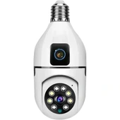 Çift Lensli Duy Girişli Kablosuz Ampul Kamera thumbnail 3