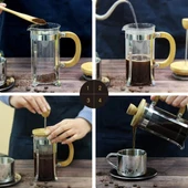 Ahşap Detaylı 350 ml Cam French Press thumbnail 5