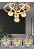Marsel Lighting ELODİ 4LÜ GOLD AVİZE SALON OTURMA ODASI AVİZE 3 RENK LED SECENEKLİ KUMANDALI thumbnail 2