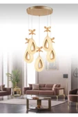 Marsel Lighting YAGMUR Model 5'li Gold 3 Renk Modu Ledli Modern Salon Mutfak Oturma Odası Led Avize thumbnail 1