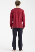 Bisiklet Yaka Uzun Kol Pijama Takım - Bordo thumbnail 6