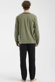 Bisiklet Yaka Uzun Kol Pijama Takım - Haki thumbnail 5