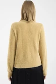 Metal Düğme Detaylı Sakallı Triko Hırka - Bej thumbnail 6