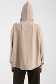 Oversize Yumuşak Dokulu Sweatshirt - Bej thumbnail 6