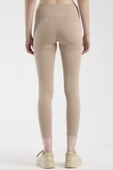 Yumuşak Dokulu Yüksek Bel Toparlayıcı Tayt - Bej thumbnail 4