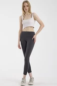 Yumuşak Dokulu Yüksek Bel Toparlayıcı Tayt - Antrasit thumbnail 1