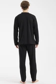 Blok Detaylı Regular Fit Pijama Takım - Siyah thumbnail 6
