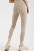 Yumuşak Dokulu Yüksek Bel Toparlayıcı Tayt - Bej thumbnail 5