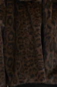 Leopar Desenli Kısa Suni Kürk Kaban - Kahve thumbnail 5