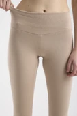 Yumuşak Dokulu Yüksek Bel Toparlayıcı Tayt - Bej thumbnail 3