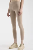 Yumuşak Dokulu Yüksek Bel Toparlayıcı Tayt - Bej thumbnail 2