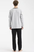 Bisiklet Yaka Uzun Kol Pijama Takım - Gri thumbnail 5