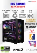 DFS GAMING SABER RYZEN 5 7500F-B650M-RTX 5060-16GB DDR5 RAM-1TB M.2 SSD-MASAÜSTÜ OYUNCU BİLGİSAYARI thumbnail 1